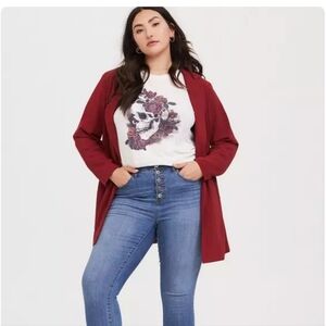 Torrid Sheer Skull Floral Graphic Tee
